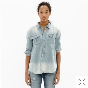 Denim cargo workshirt in Edmond wash
